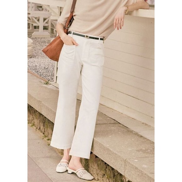 NWT Petite Studio NYC Billy Cropped Wide-Leg Denim Jeans White Size XS - Picture 1 of 5